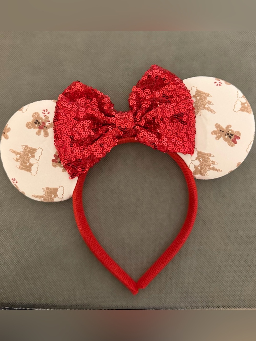 Red Sequin Bow Minnie Ear Headband